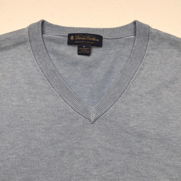 Brooks Brothers Other - BROOKS BROTHERS Light Blue V Neck Cotton Sweater